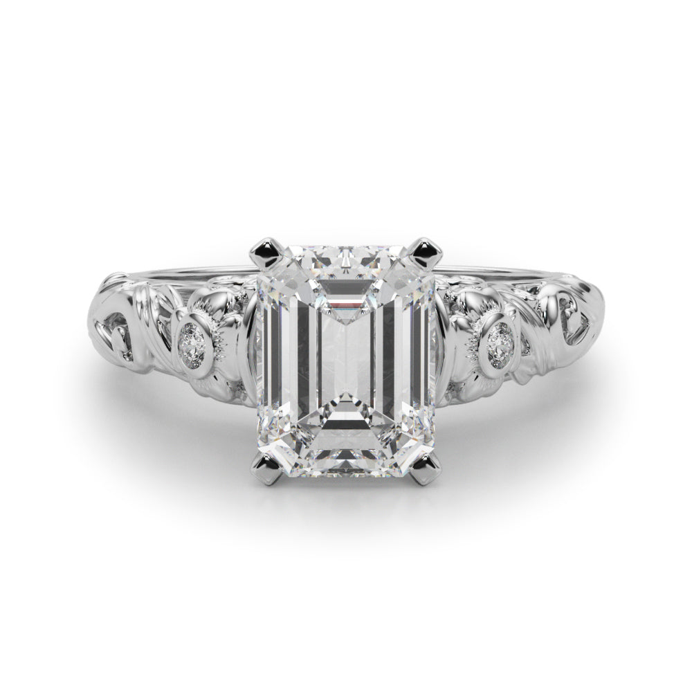Enchanted Center Round Diamond Engagement Ring — 9K/18K Gold & Platinum