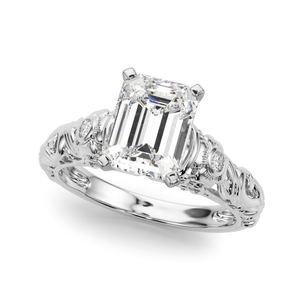 Enchanted Center Round Diamond Engagement Ring — 9K/18K Gold & Platinum