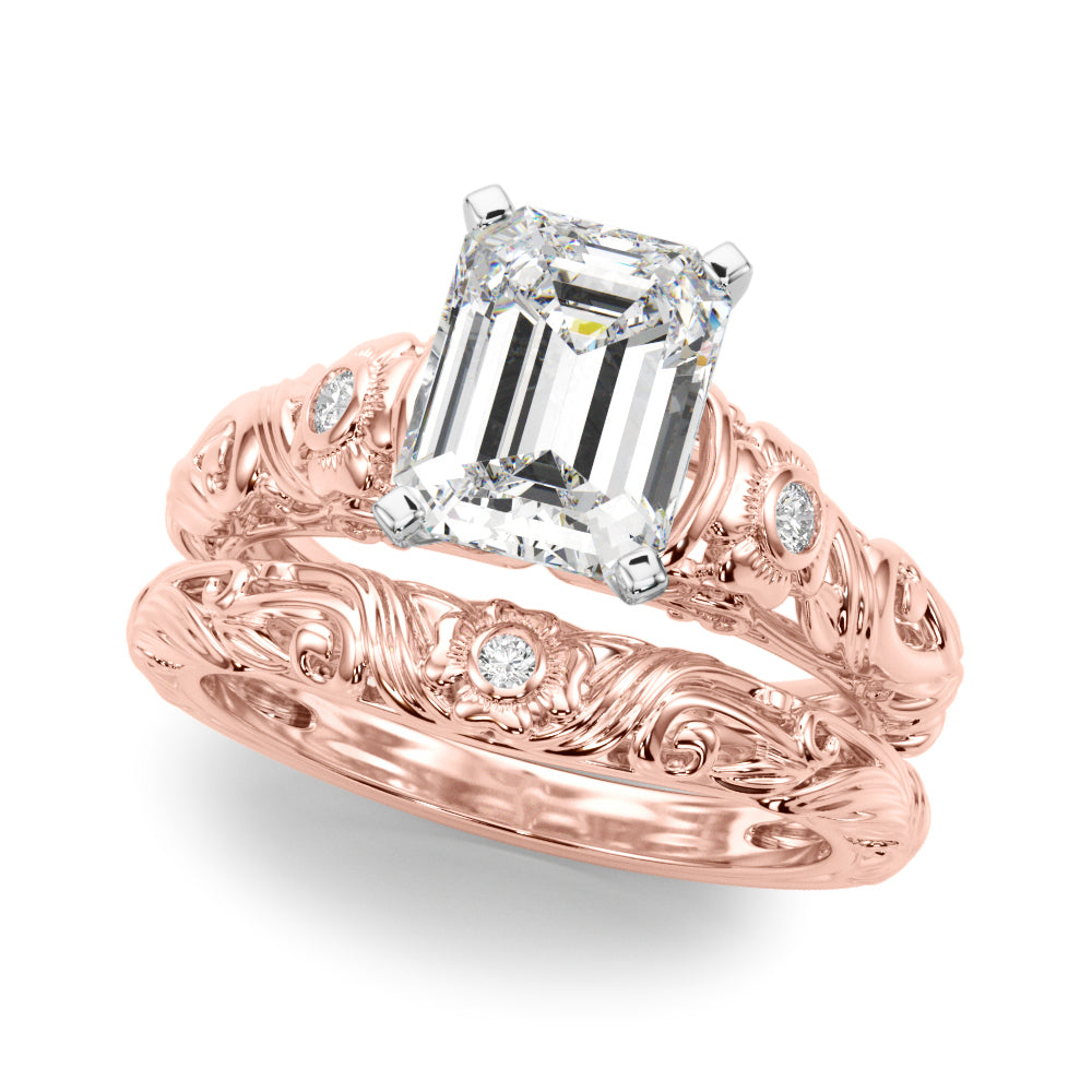 Enchanted Center Round Diamond Engagement Ring — 9K/18K Gold & Platinum
