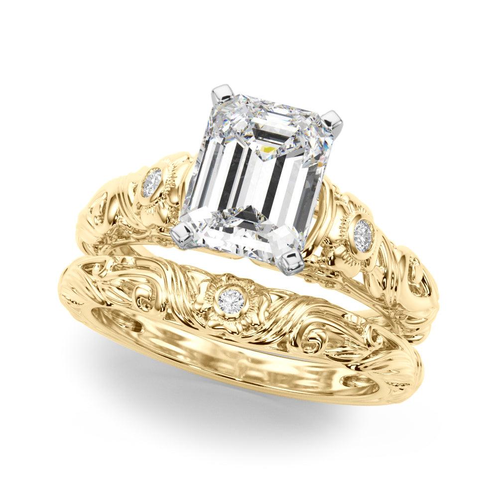 Enchanted Center Round Diamond Engagement Ring — 9K/18K Gold & Platinum