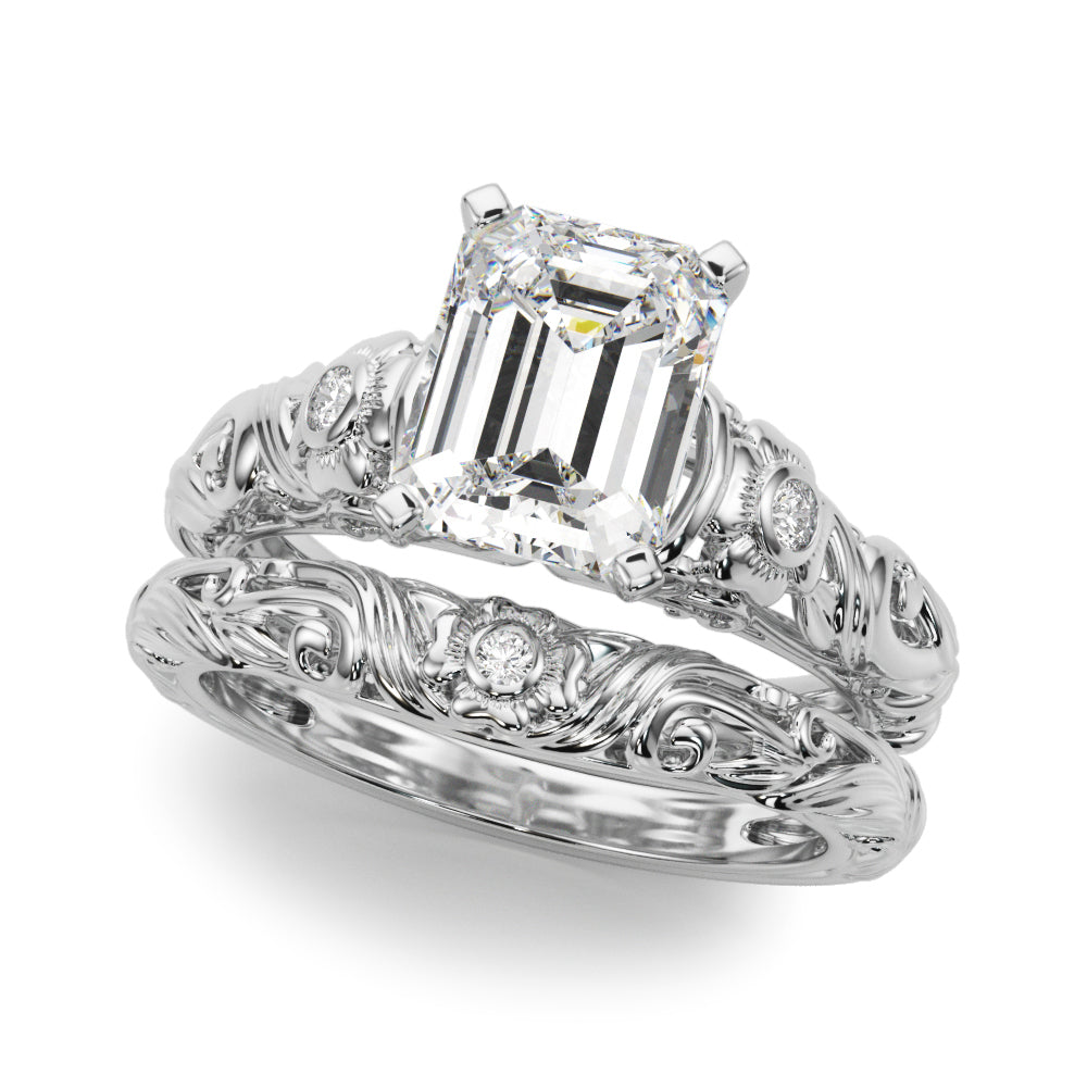 Enchanted Center Round Diamond Engagement Ring — 9K/18K Gold & Platinum