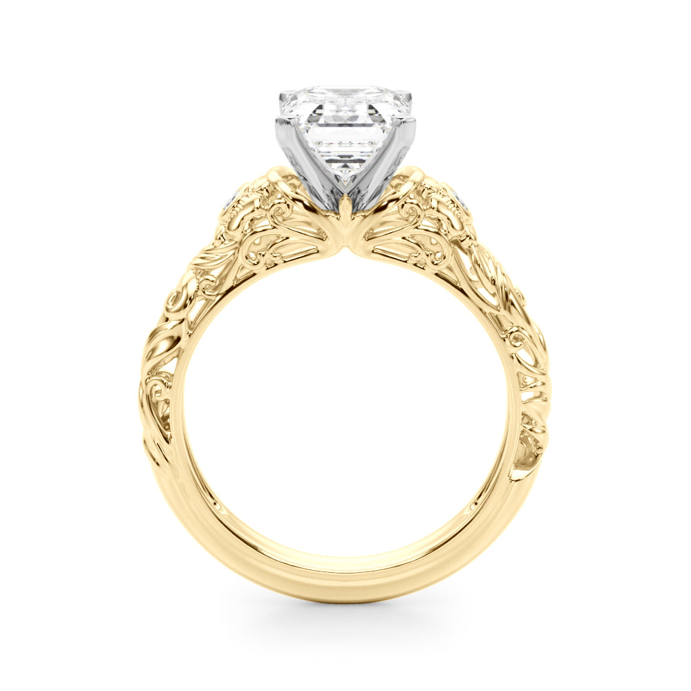 Enchanted Center Round Diamond Engagement Ring — 9K/18K Gold & Platinum