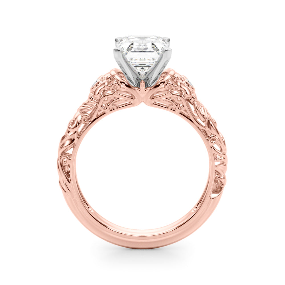 Enchanted Center Round Diamond Engagement Ring — 9K/18K Gold & Platinum