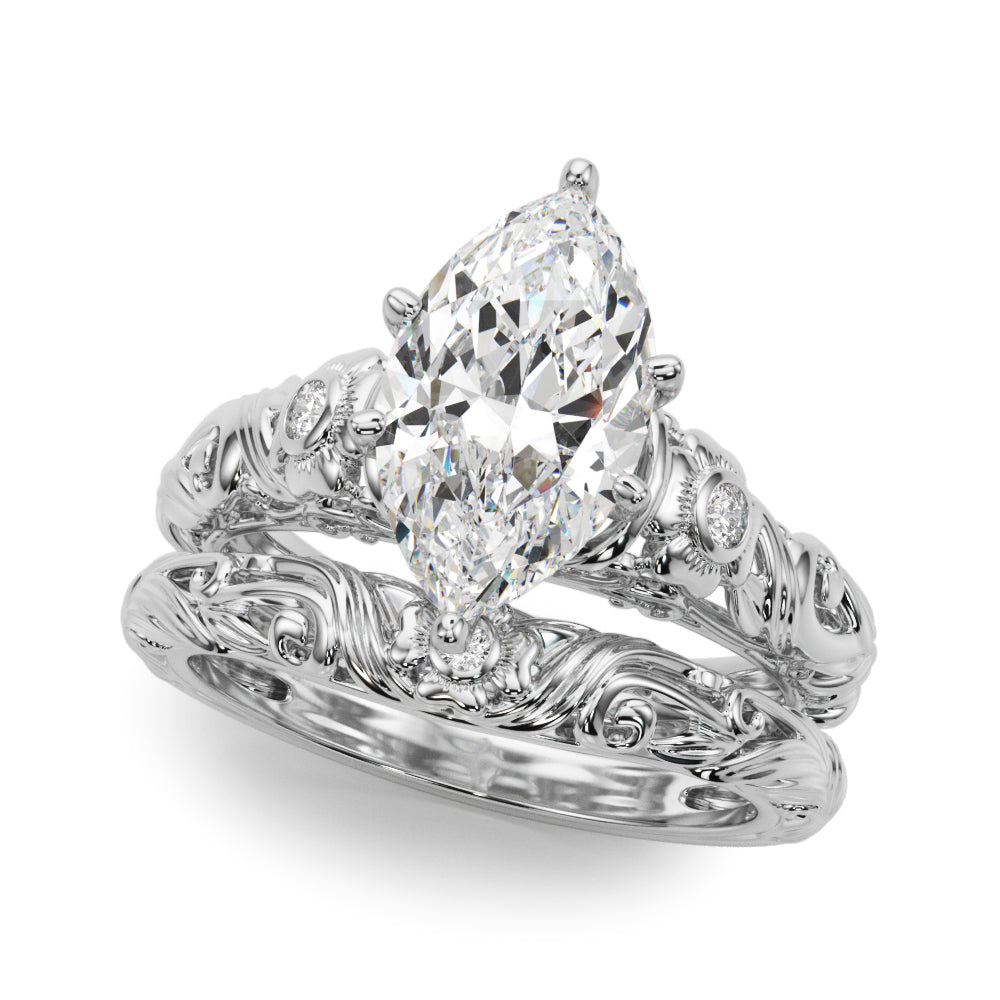 Enchanted Center Round Diamond Engagement Ring — 9K/18K Gold & Platinum