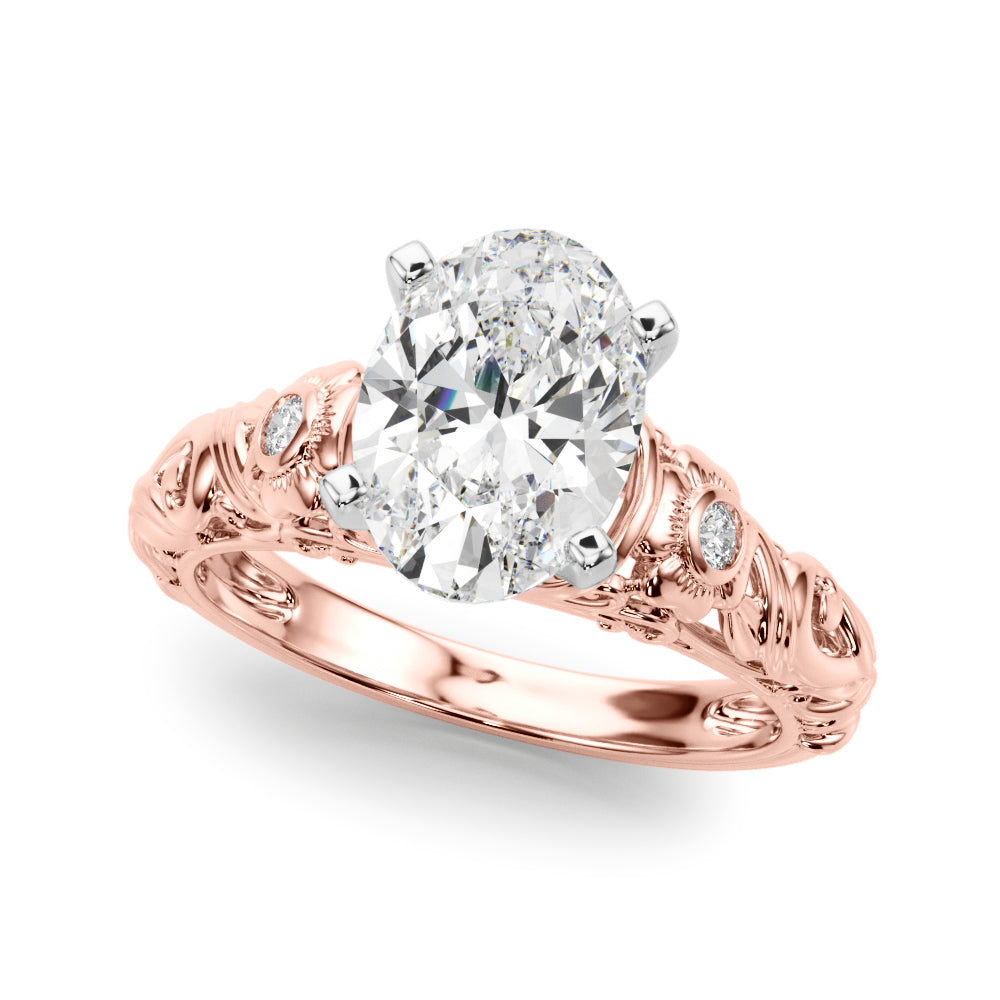 Enchanted Center Round Diamond Engagement Ring — 9K/18K Gold & Platinum