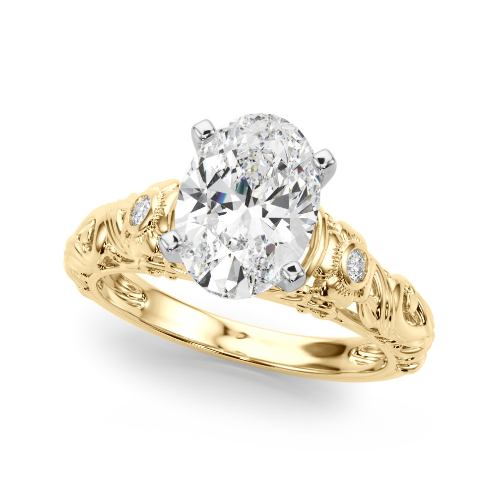Enchanted Center Round Diamond Engagement Ring — 9K/18K Gold & Platinum