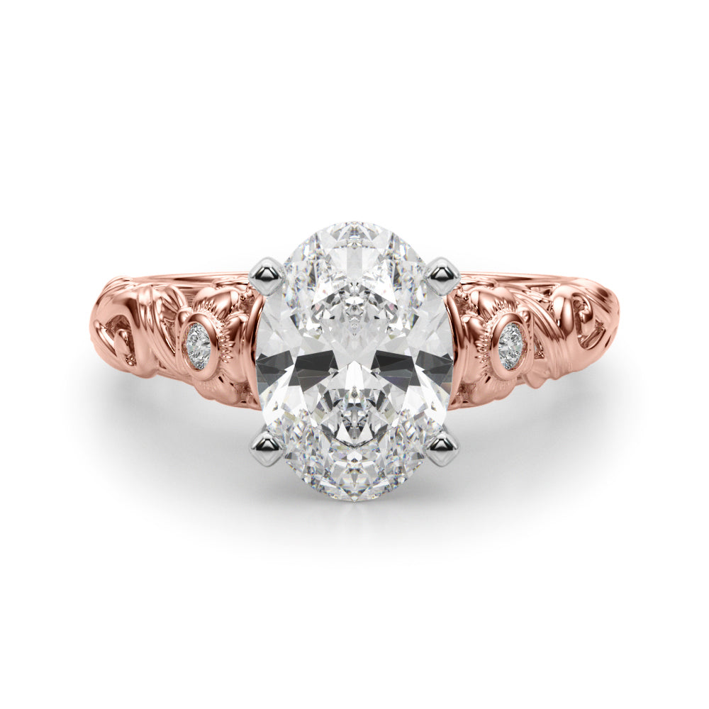 Enchanted Center Round Diamond Engagement Ring — 9K/18K Gold & Platinum