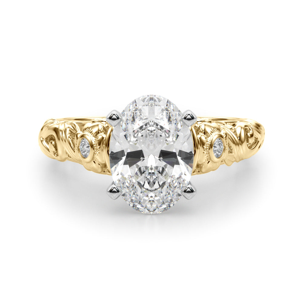 Enchanted Center Round Diamond Engagement Ring — 9K/18K Gold & Platinum