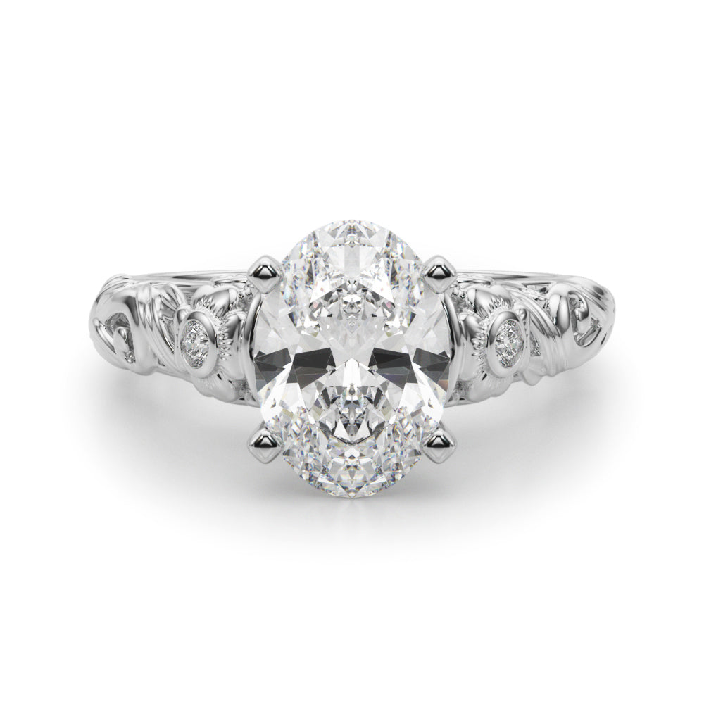 Enchanted Center Round Diamond Engagement Ring — 9K/18K Gold & Platinum
