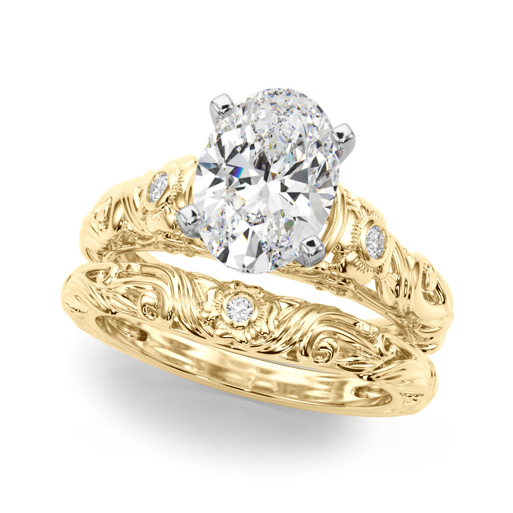 Enchanted Center Round Diamond Engagement Ring — 9K/18K Gold & Platinum