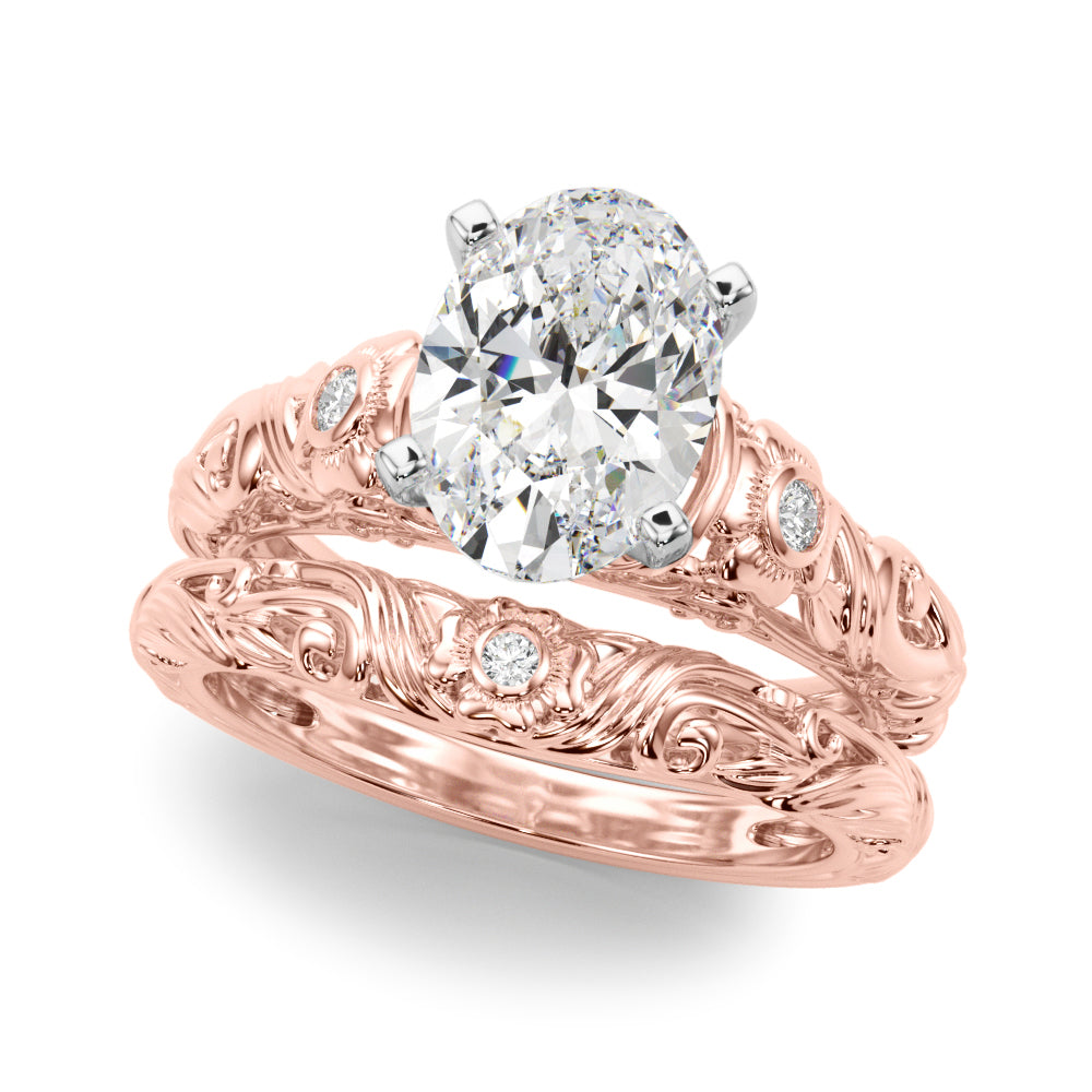 Enchanted Center Round Diamond Engagement Ring — 9K/18K Gold & Platinum