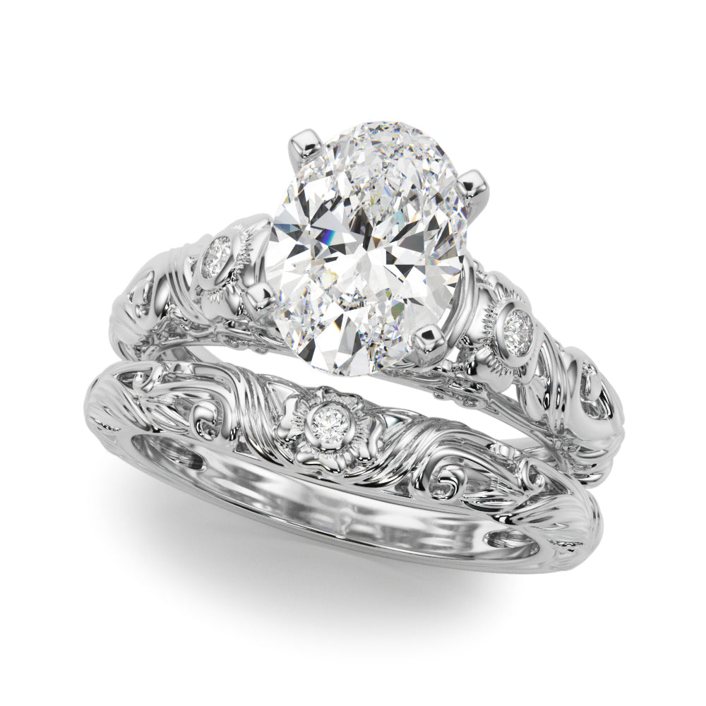 Enchanted Center Round Diamond Engagement Ring — 9K/18K Gold & Platinum
