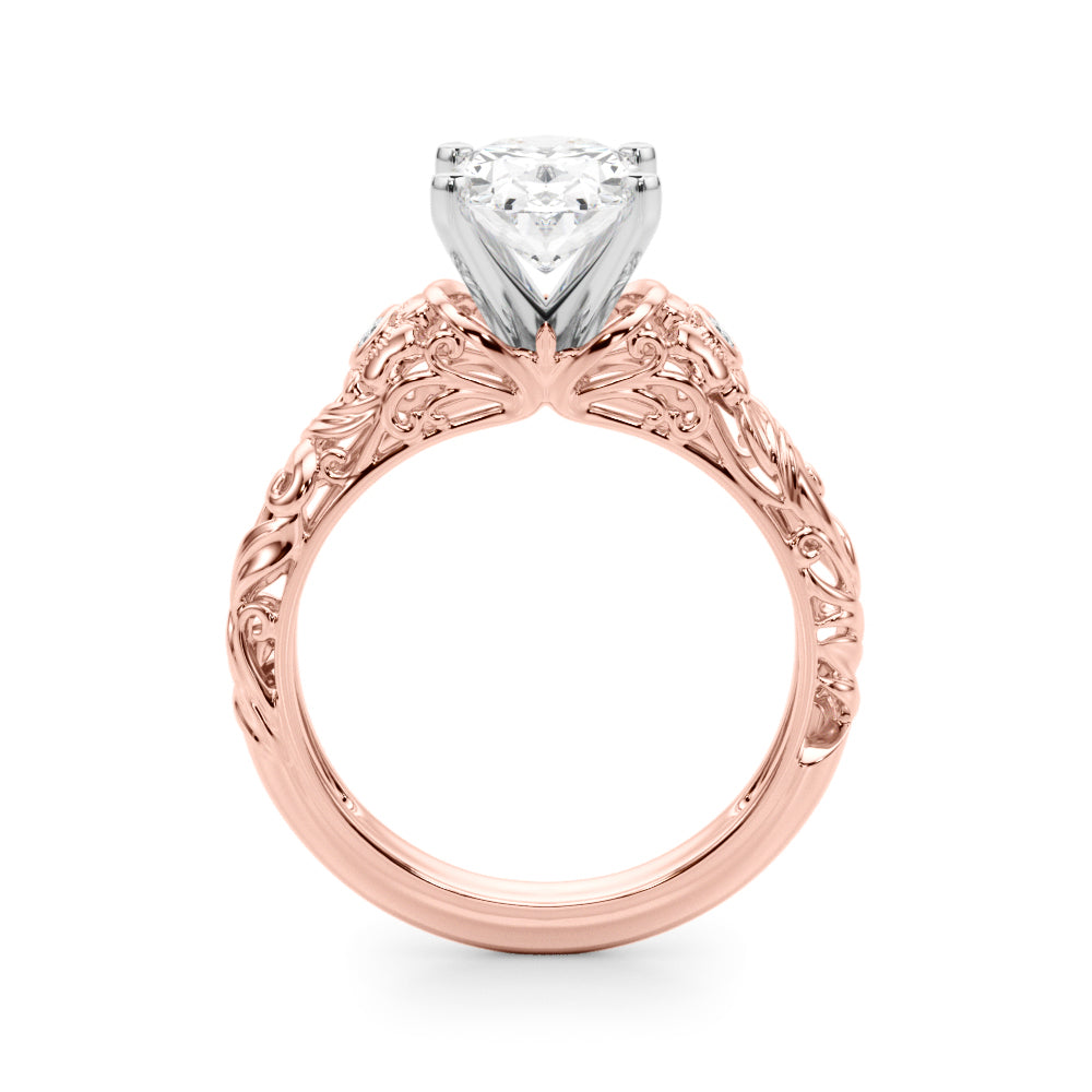 Enchanted Center Round Diamond Engagement Ring — 9K/18K Gold & Platinum