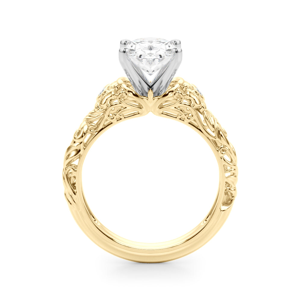 Enchanted Center Round Diamond Engagement Ring — 9K/18K Gold & Platinum
