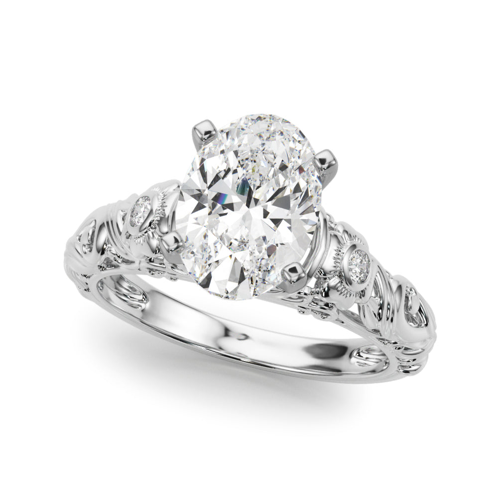 Enchanted Center Round Diamond Engagement Ring — 9K/18K Gold & Platinum
