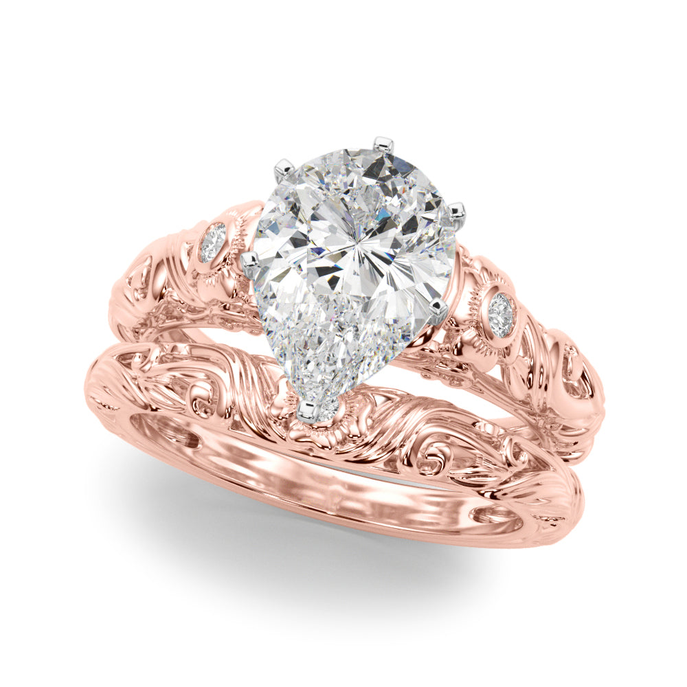 Enchanted Center Round Diamond Engagement Ring — 9K/18K Gold & Platinum