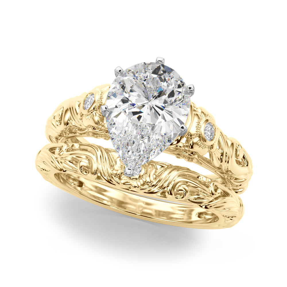 Enchanted Center Round Diamond Engagement Ring — 9K/18K Gold & Platinum