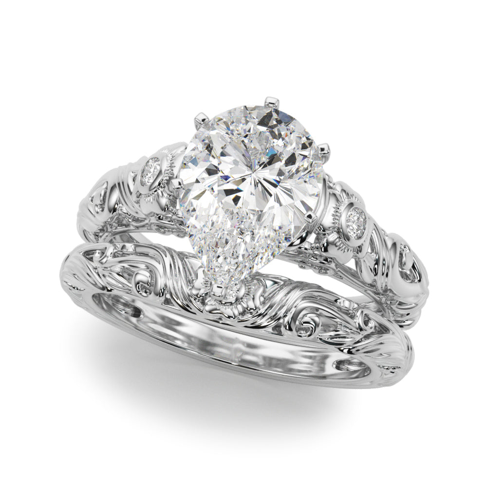 Enchanted Center Round Diamond Engagement Ring — 9K/18K Gold & Platinum