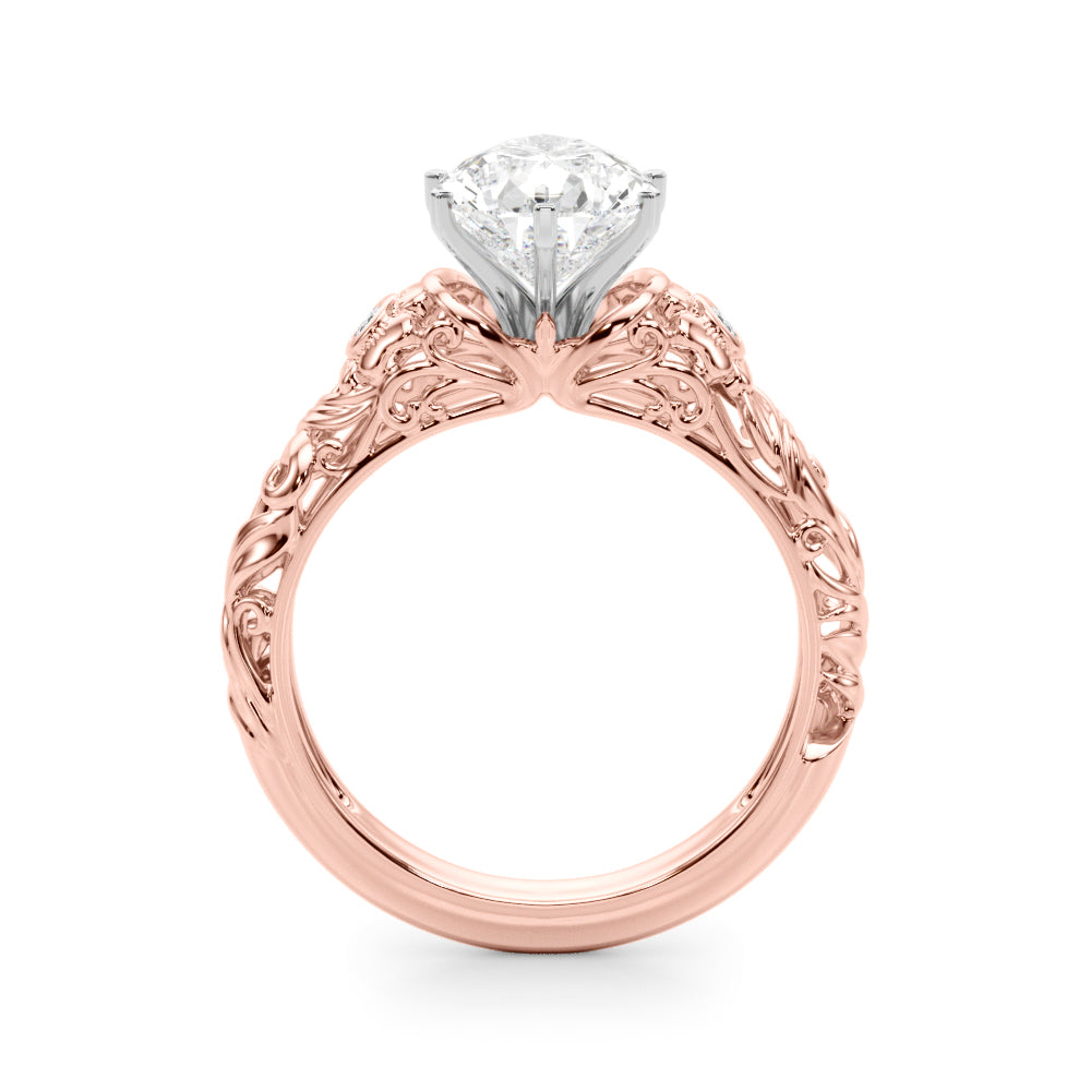 Enchanted Center Round Diamond Engagement Ring — 9K/18K Gold & Platinum