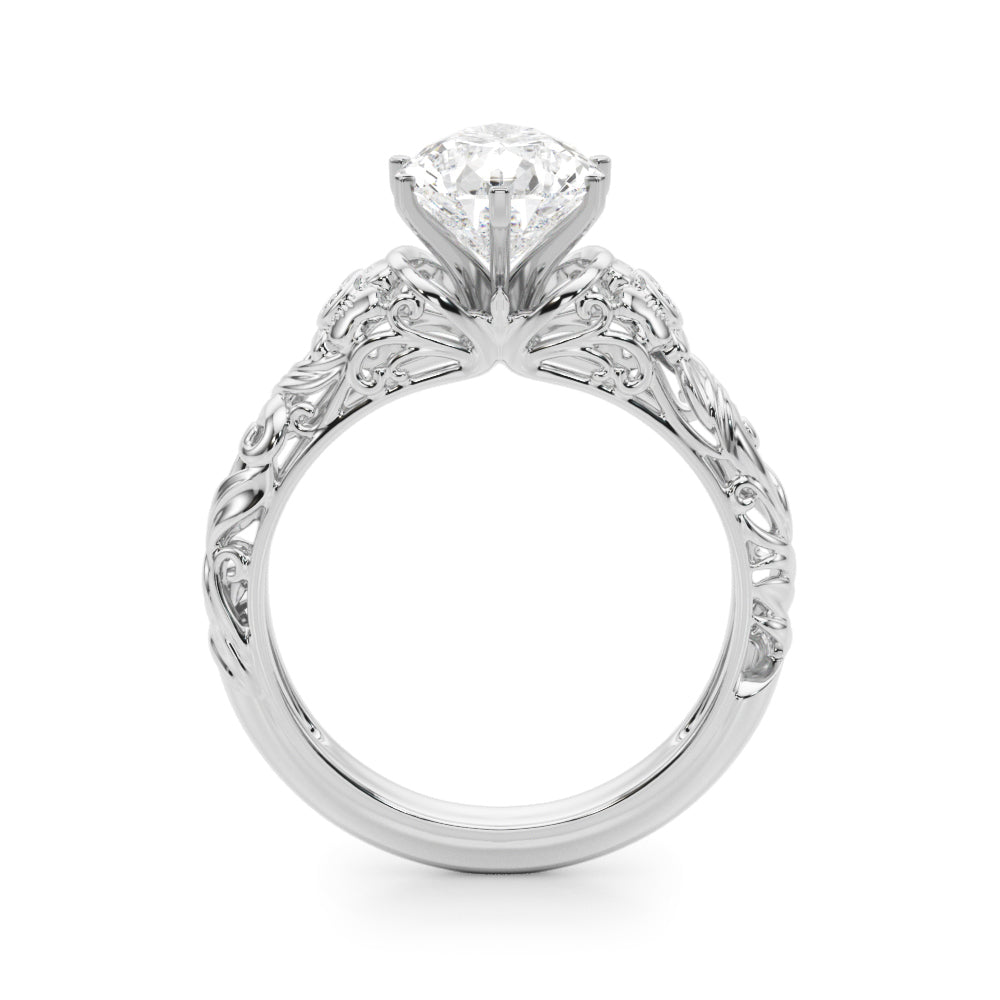 Enchanted Center Round Diamond Engagement Ring — 9K/18K Gold & Platinum