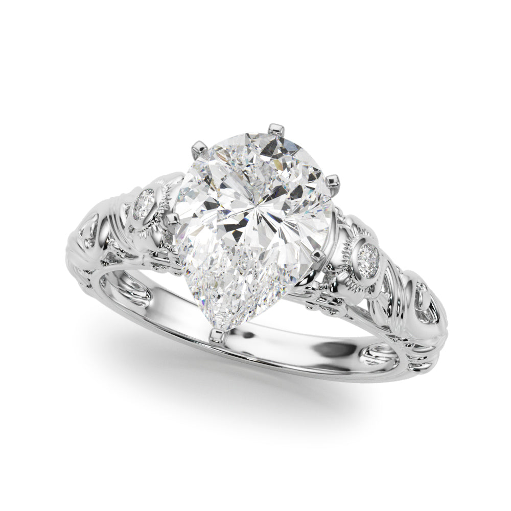 Enchanted Center Round Diamond Engagement Ring — 9K/18K Gold & Platinum