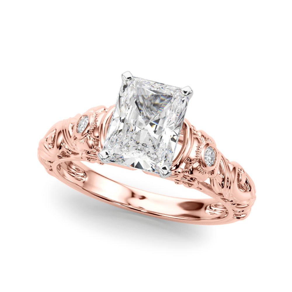 Enchanted Center Round Diamond Engagement Ring — 9K/18K Gold & Platinum