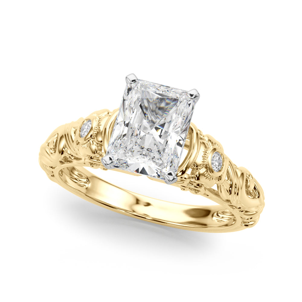 Enchanted Center Round Diamond Engagement Ring — 9K/18K Gold & Platinum