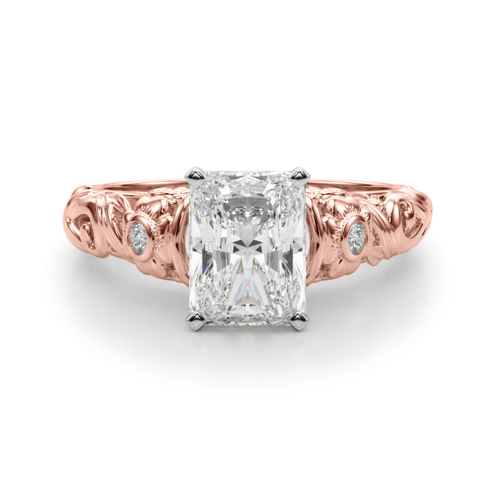 Enchanted Center Round Diamond Engagement Ring — 9K/18K Gold & Platinum