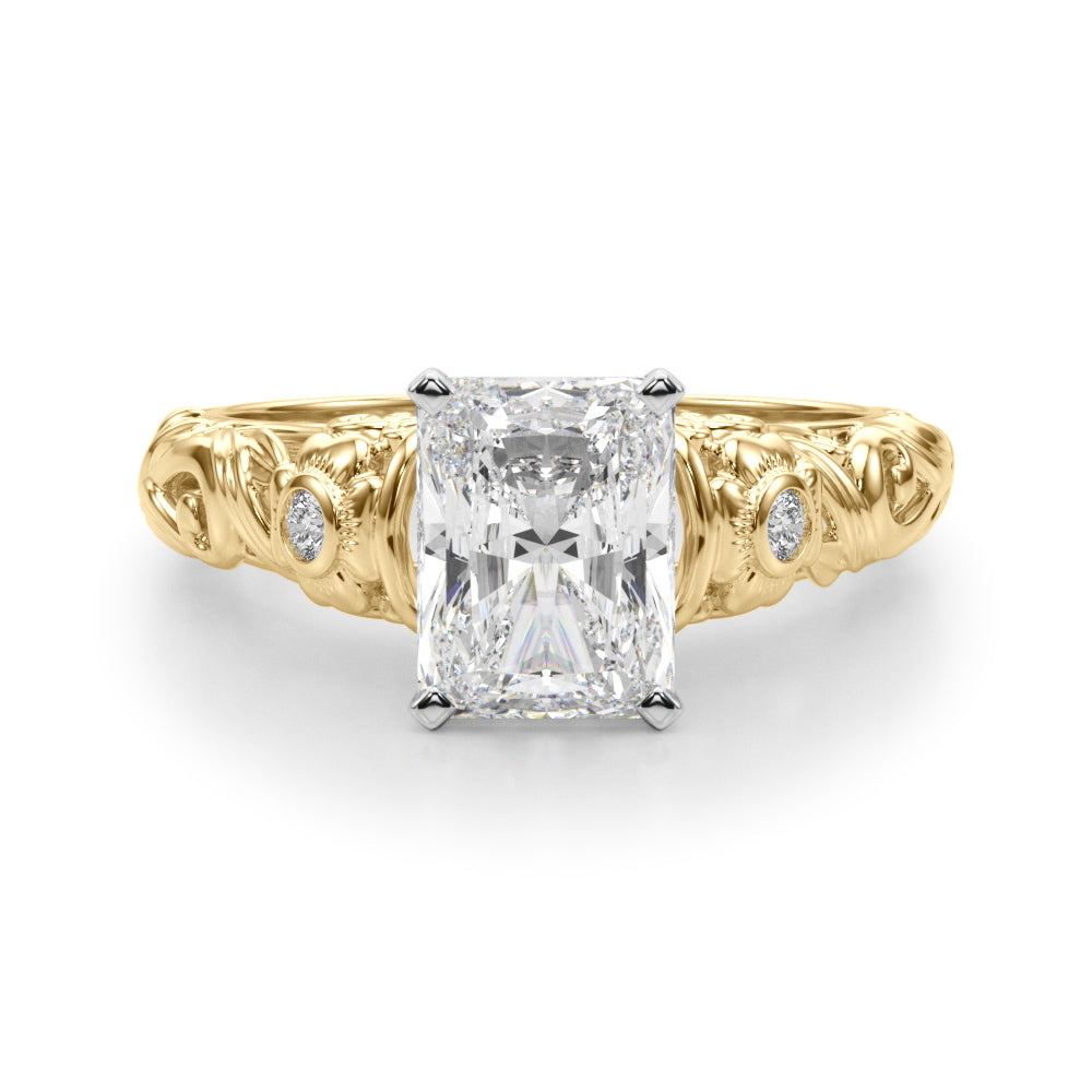 Enchanted Center Round Diamond Engagement Ring — 9K/18K Gold & Platinum