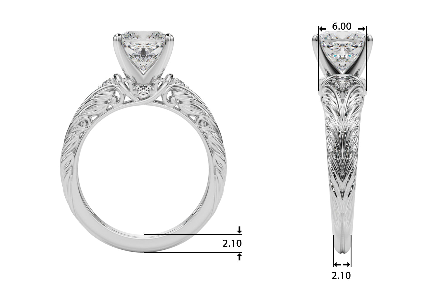 Pristine Center Oval Diamond Engagement Ring — 9K/18K Gold & Platinum