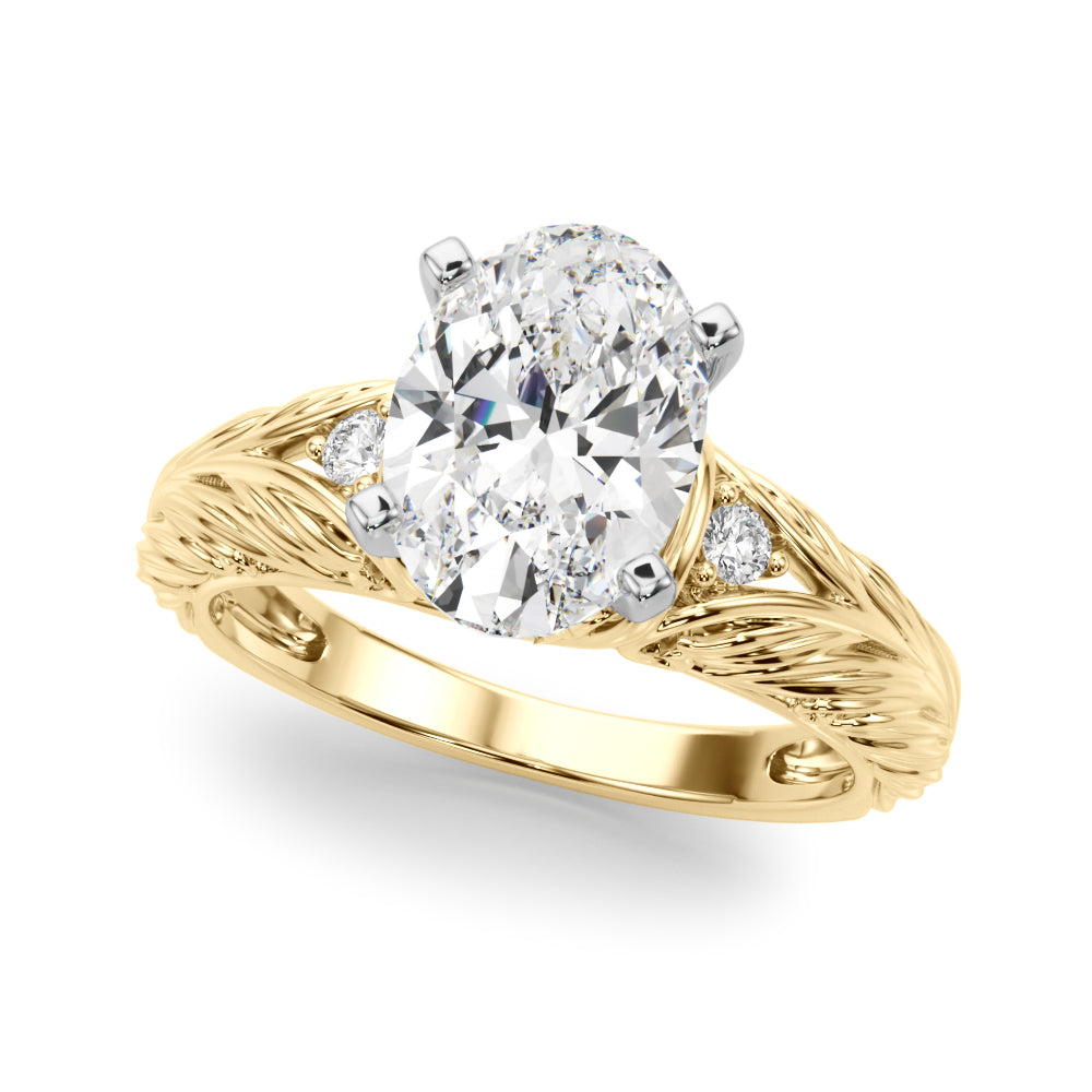 Pristine Center Oval Diamond Engagement Ring — 9K/18K Gold & Platinum