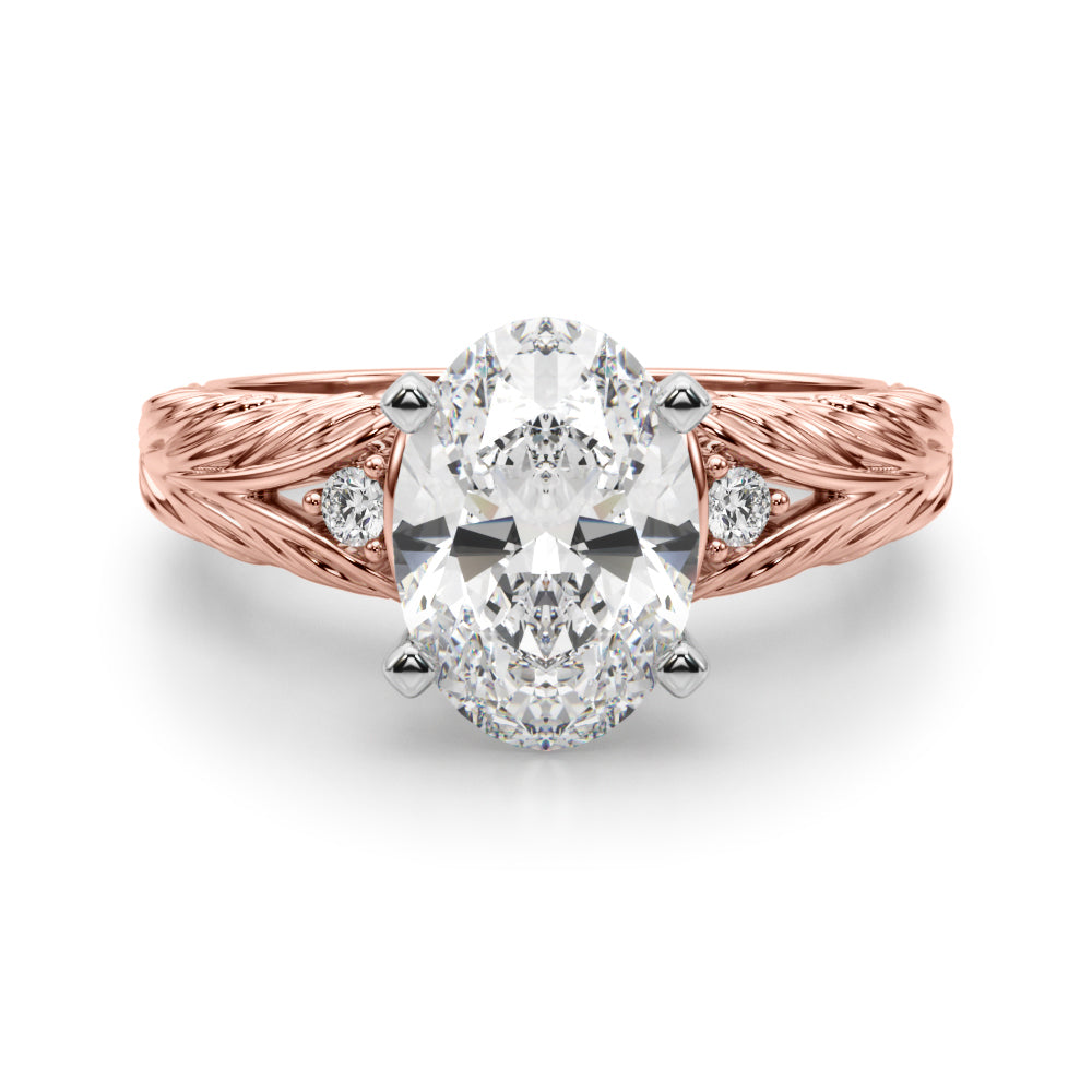 Pristine Center Oval Diamond Engagement Ring — 9K/18K Gold & Platinum