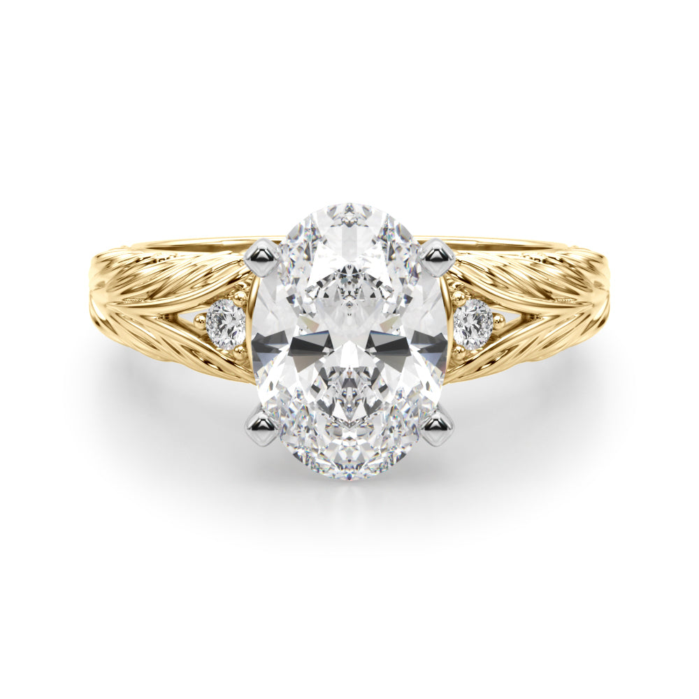 Pristine Center Oval Diamond Engagement Ring — 9K/18K Gold & Platinum