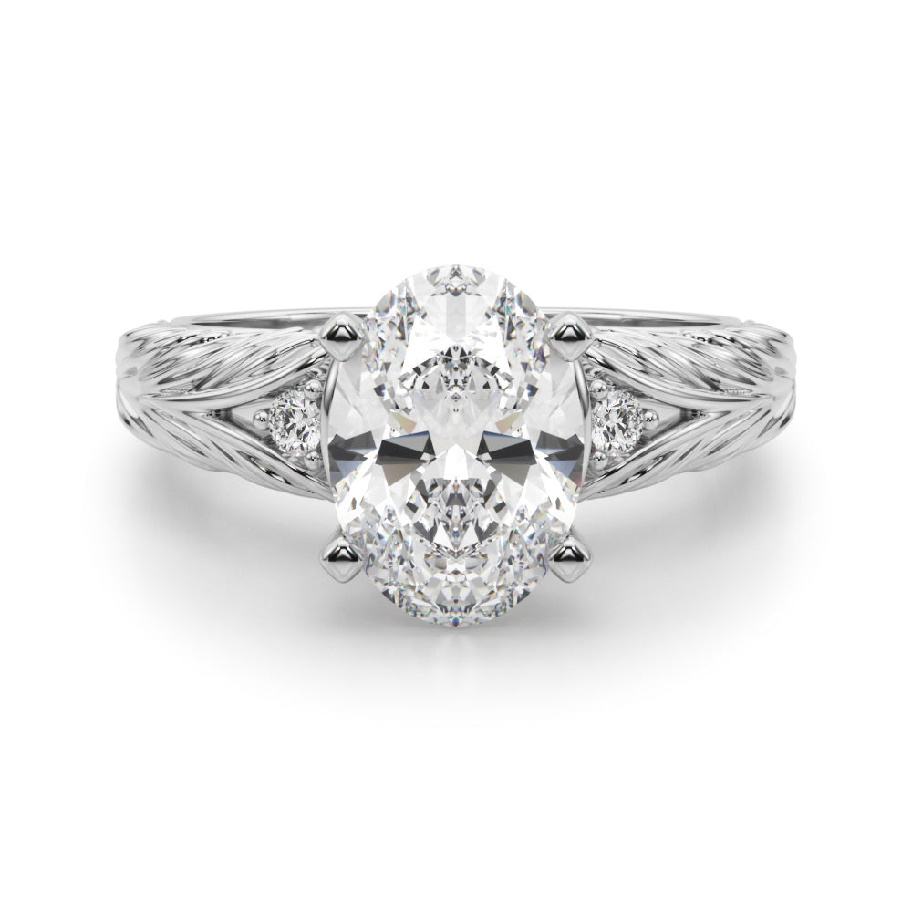 Pristine Center Oval Diamond Engagement Ring — 9K/18K Gold & Platinum