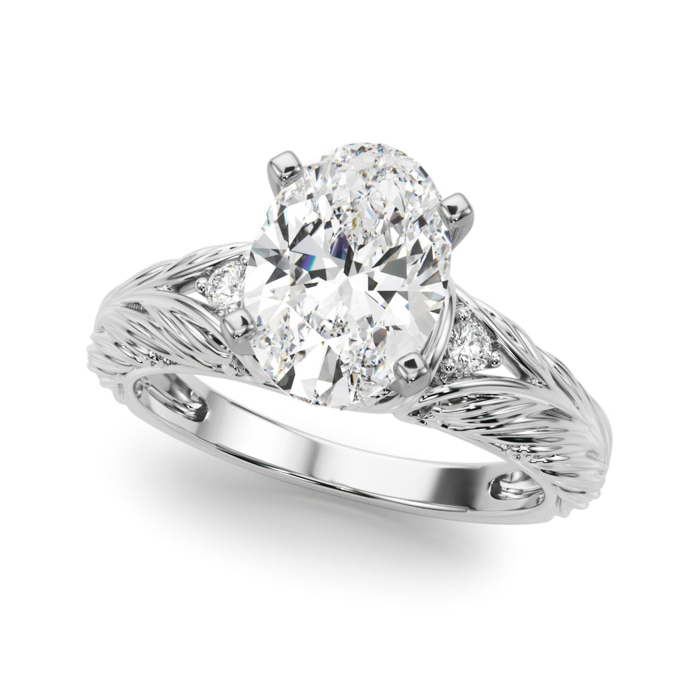 Pristine Center Oval Diamond Engagement Ring — 9K/18K Gold & Platinum