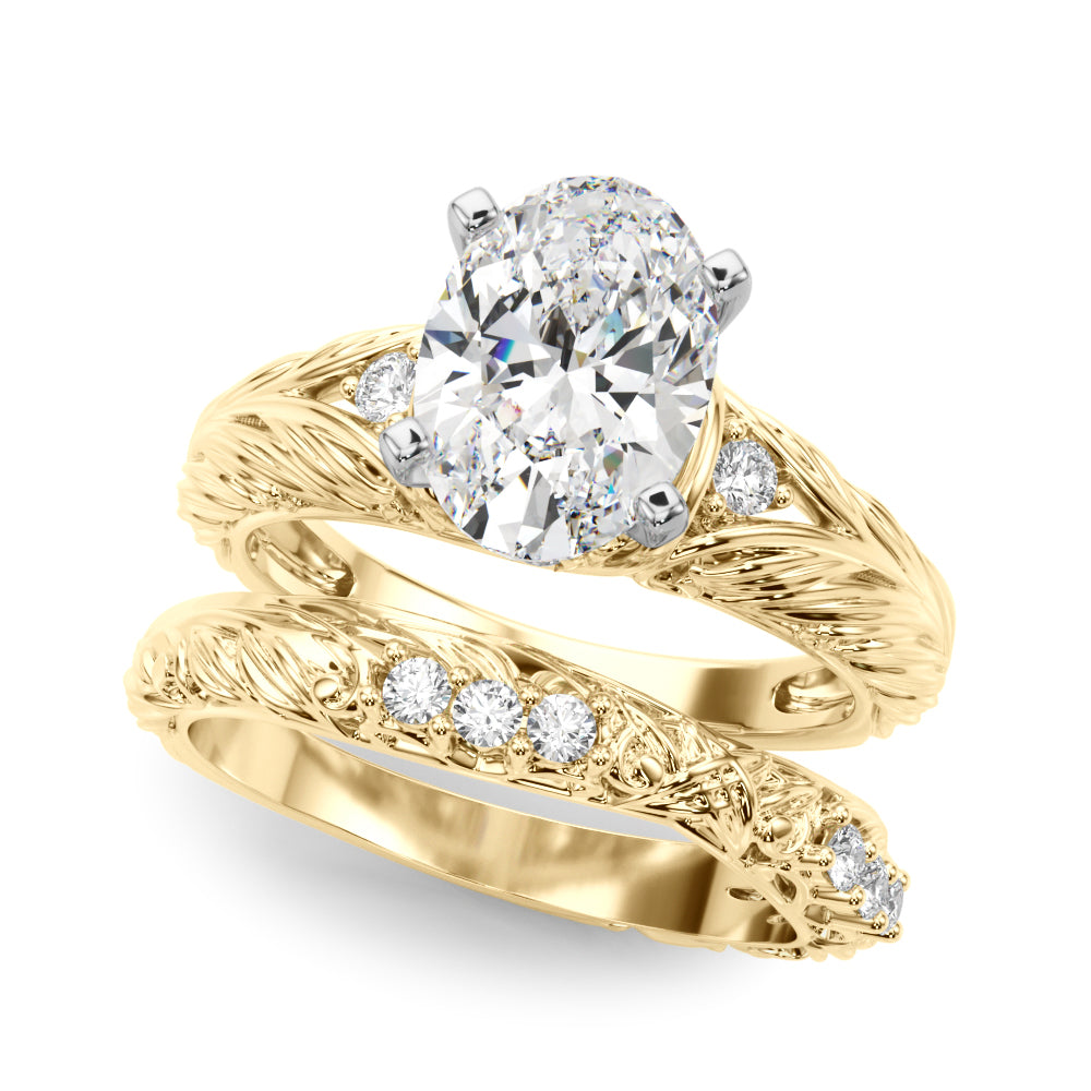 Pristine Center Oval Diamond Engagement Ring — 9K/18K Gold & Platinum