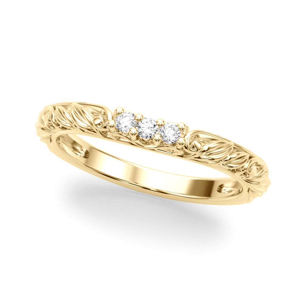 Accented Vintage-Inspired Half Eternity Ring in Gold & Platinum