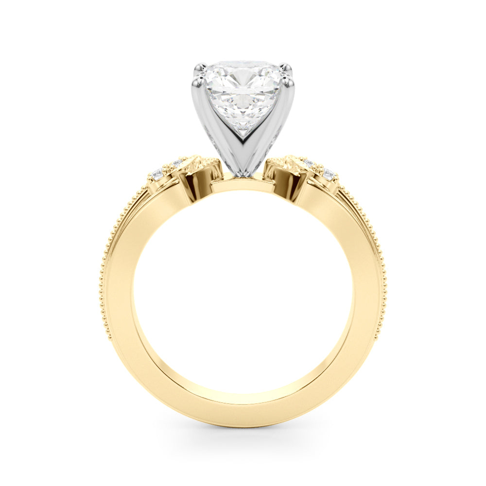 Devoted Center Oval Diamond Engagement Ring — 9K/18K Gold & Platinum