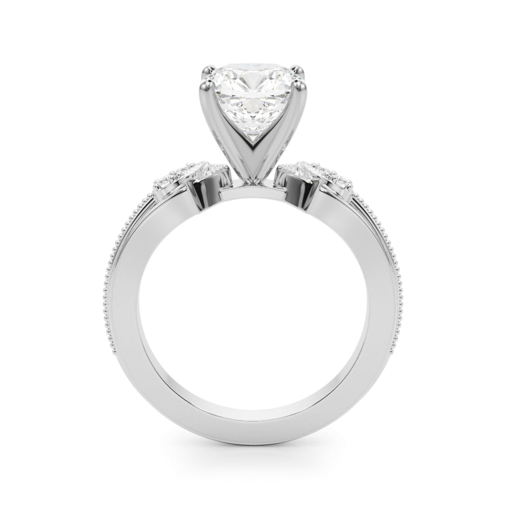 Devoted Center Oval Diamond Engagement Ring — 9K/18K Gold & Platinum