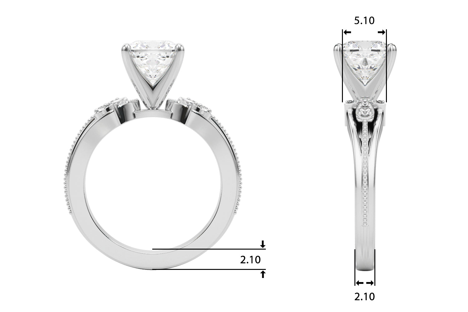 Devoted Center Oval Diamond Engagement Ring — 9K/18K Gold & Platinum