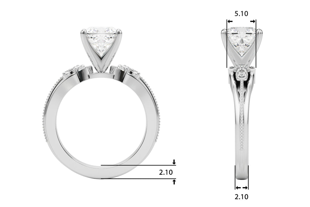 Devoted Center Oval Diamond Engagement Ring — 9K/18K Gold & Platinum