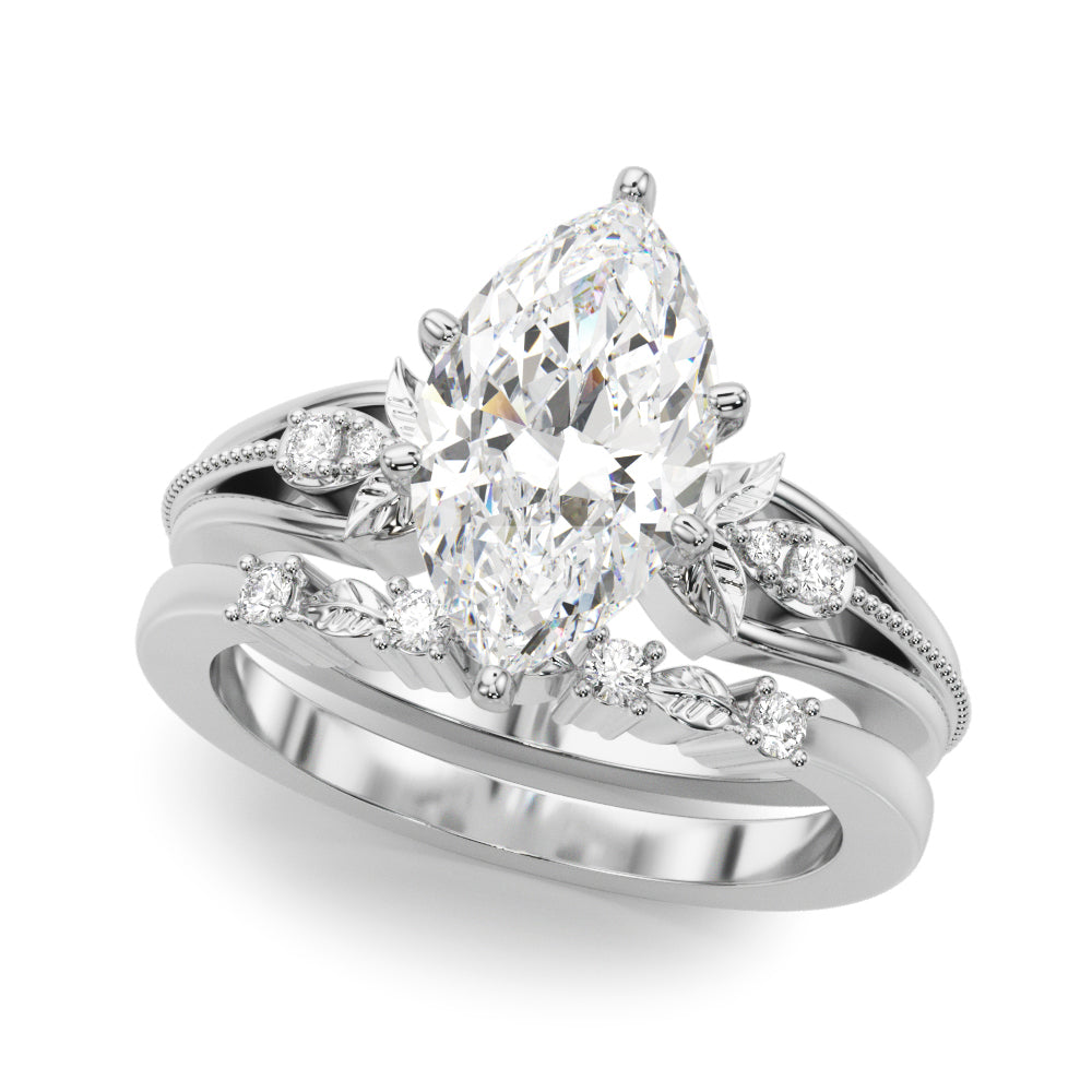Devoted Center Oval Diamond Engagement Ring — 9K/18K Gold & Platinum