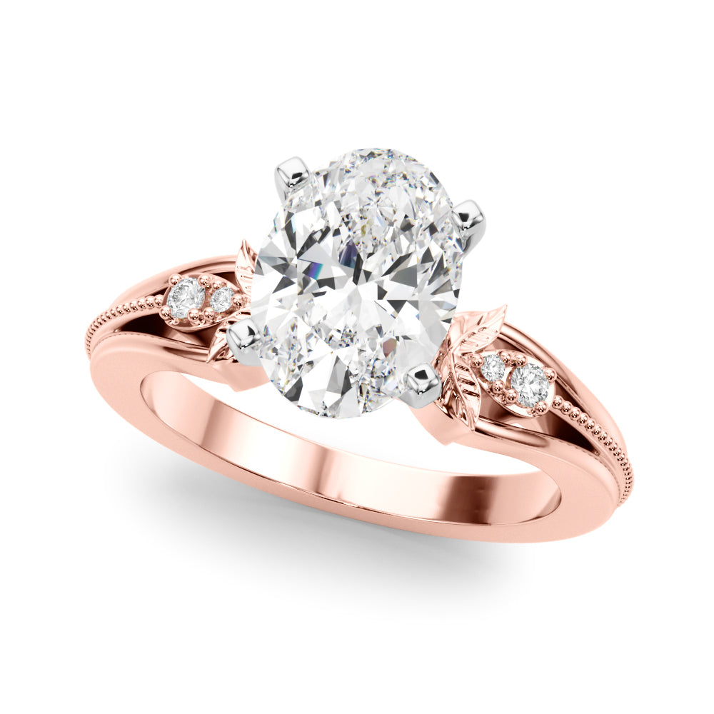 Devoted Center Oval Diamond Engagement Ring — 9K/18K Gold & Platinum