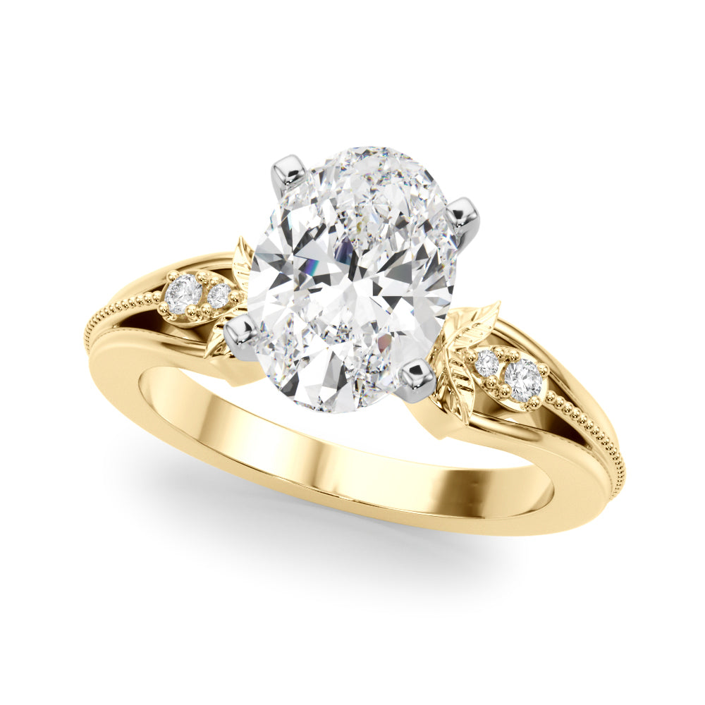 Devoted Center Oval Diamond Engagement Ring — 9K/18K Gold & Platinum