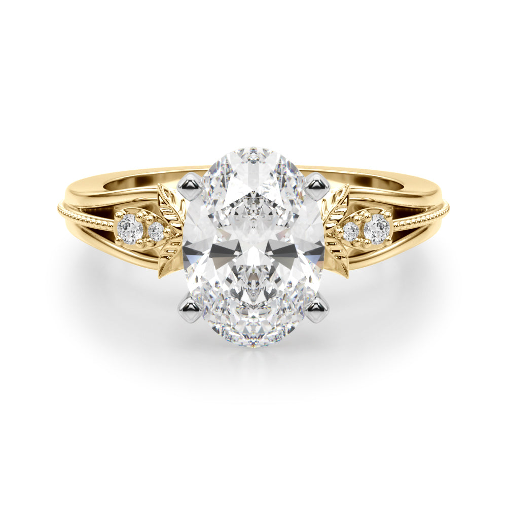 Devoted Center Oval Diamond Engagement Ring — 9K/18K Gold & Platinum