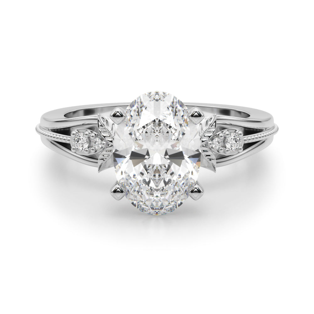 Devoted Center Oval Diamond Engagement Ring — 9K/18K Gold & Platinum