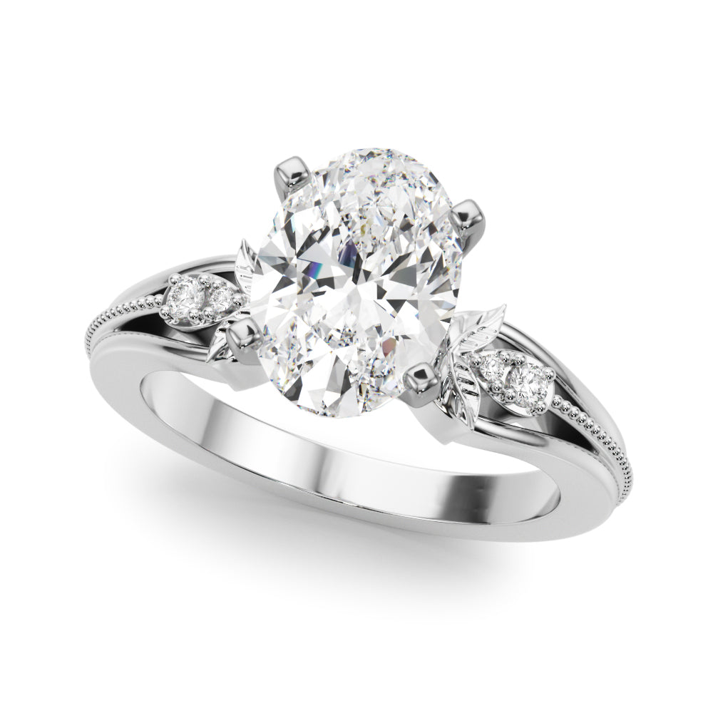 Devoted Center Oval Diamond Engagement Ring — 9K/18K Gold & Platinum