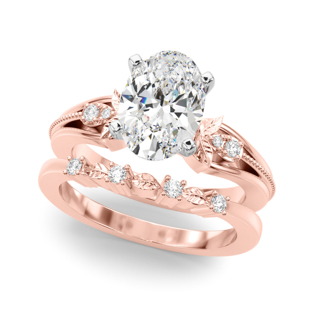 Devoted Center Oval Diamond Engagement Ring — 9K/18K Gold & Platinum