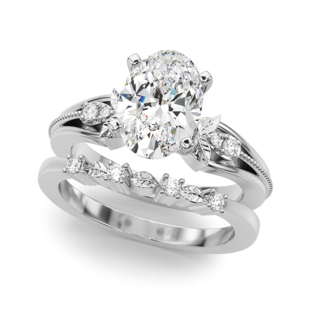 Devoted Center Oval Diamond Engagement Ring — 9K/18K Gold & Platinum