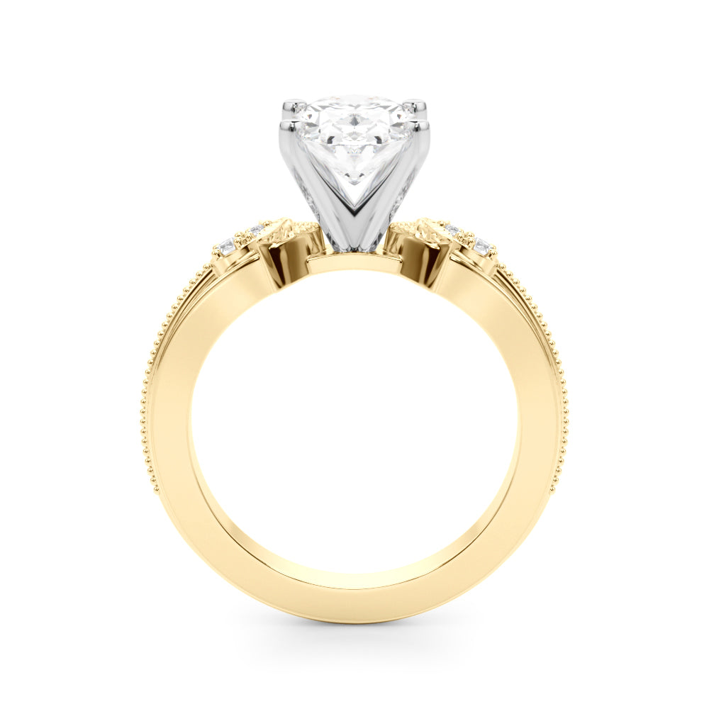 Devoted Center Oval Diamond Engagement Ring — 9K/18K Gold & Platinum